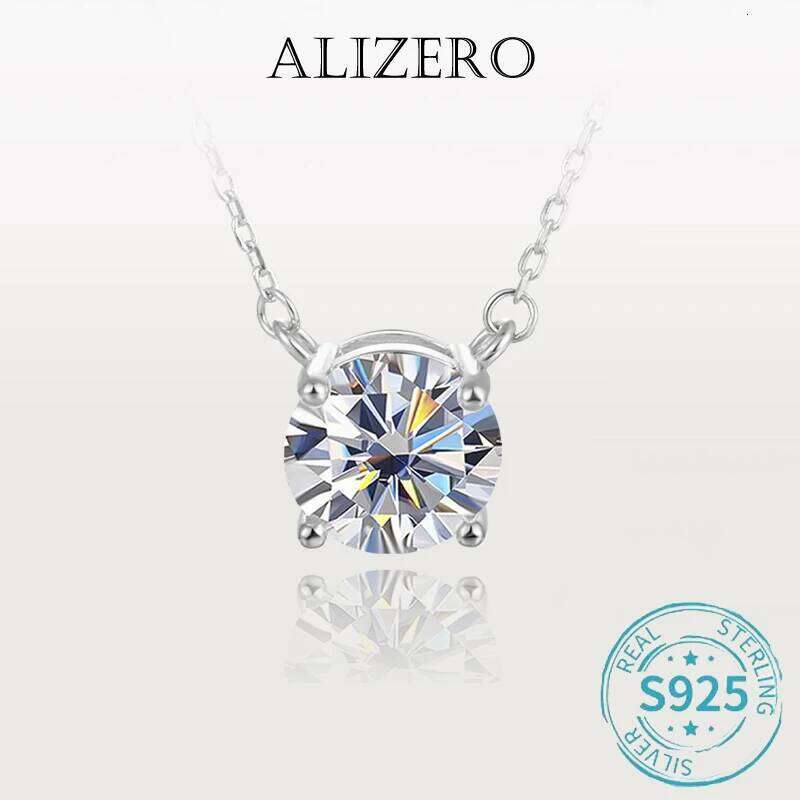 ALIZERO 3.0ct VVS1 D Color Moissanite Necklace For Women Fine Jewelry with GRA 925 Sterling Sliver Chain Plated 18k White Gold c0ba0