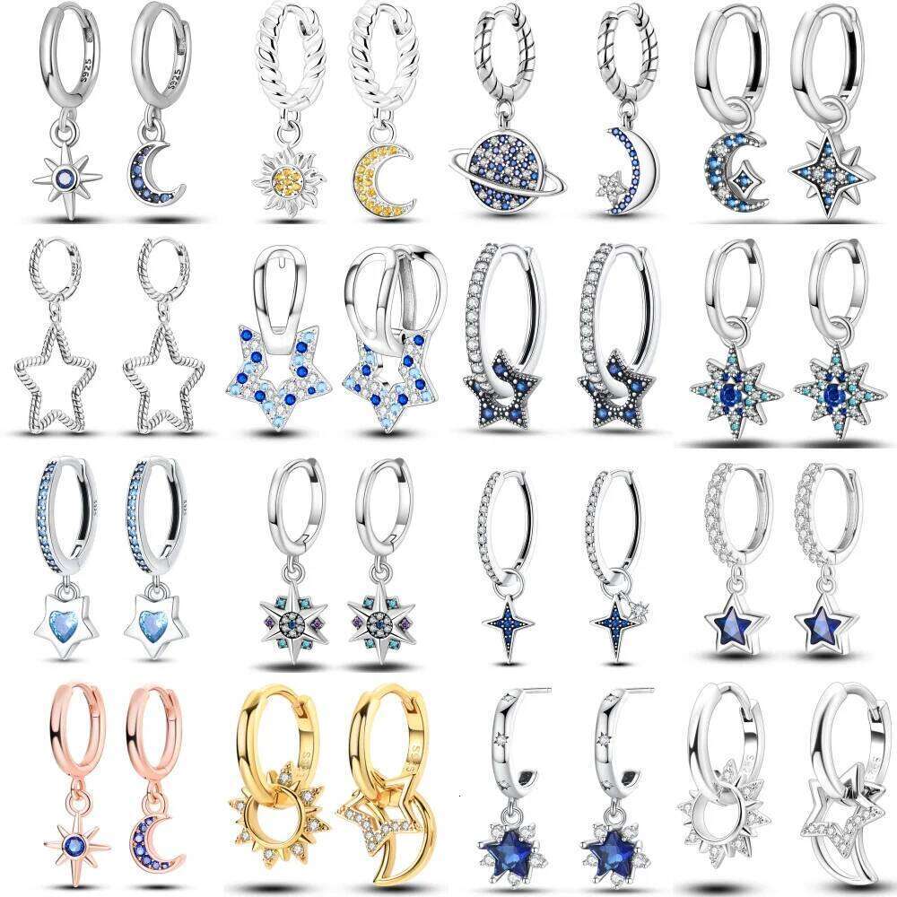 Hot 925 Sterling Silver Star Moon Starry Sky Series Drop Earrings For Woman Fashion Party Fine Gifts Elegant Jewelry Accessories 333b5