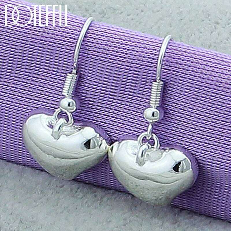 DOTEFFIL 925 Sterling Silver Heart Drop Earrings For Woman Wedding Engagement Fashion Charm Jewelry 6ff37