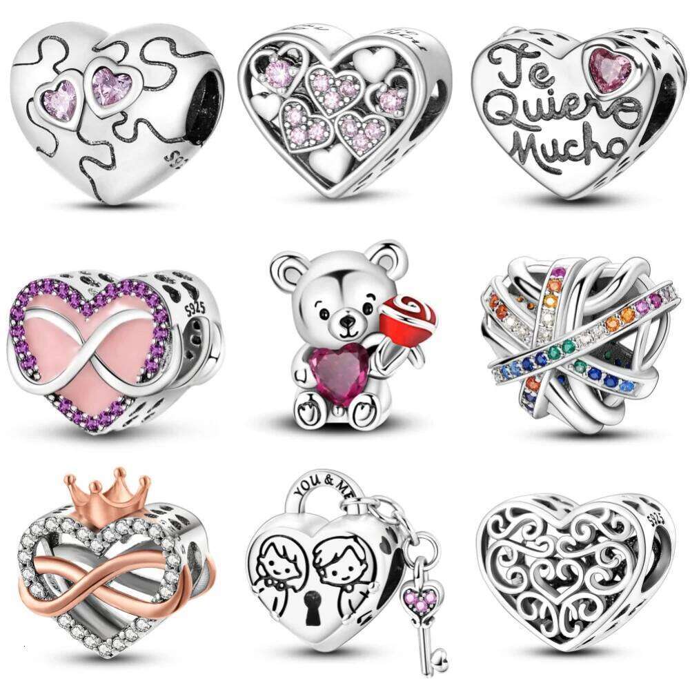 925 Sterling Silver Family Couple Infinite Love Heart Charms Beads Fit Original Bracelets DIY Jewelry Birthday Gift Accessories 82715