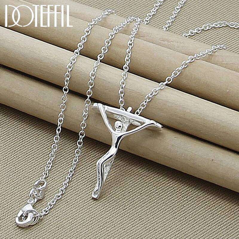 DOTEFFIL 925 Sterling Silver Jesus Cross Pendant Necklace 18 Inch Chain For Women Men Wedding Engagement Party Fashion Jewelry 76c92