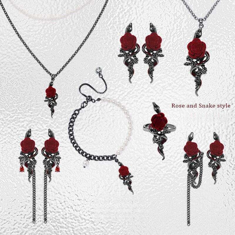 Dhcollections Ins Sweet Cool Girl Design Rose Silver Needle 925 Ear Jewelry High-End Sense Snake Wrapped Flower Drop Earrings 345-image-1102073677