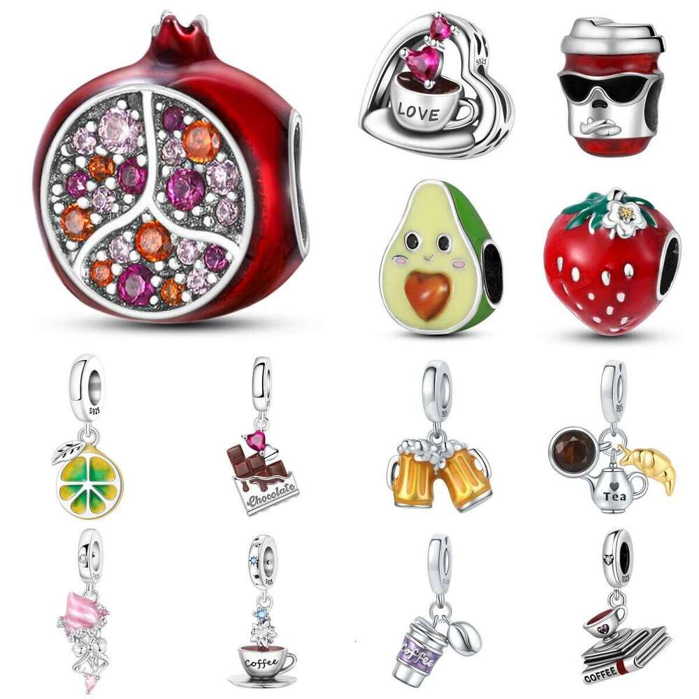 925 Sterling Silver Strawberry Fruit Vegetable Food series Charms Beads Fit Original Bracelets S925 DIY Jewelry Gift Accessory 821db