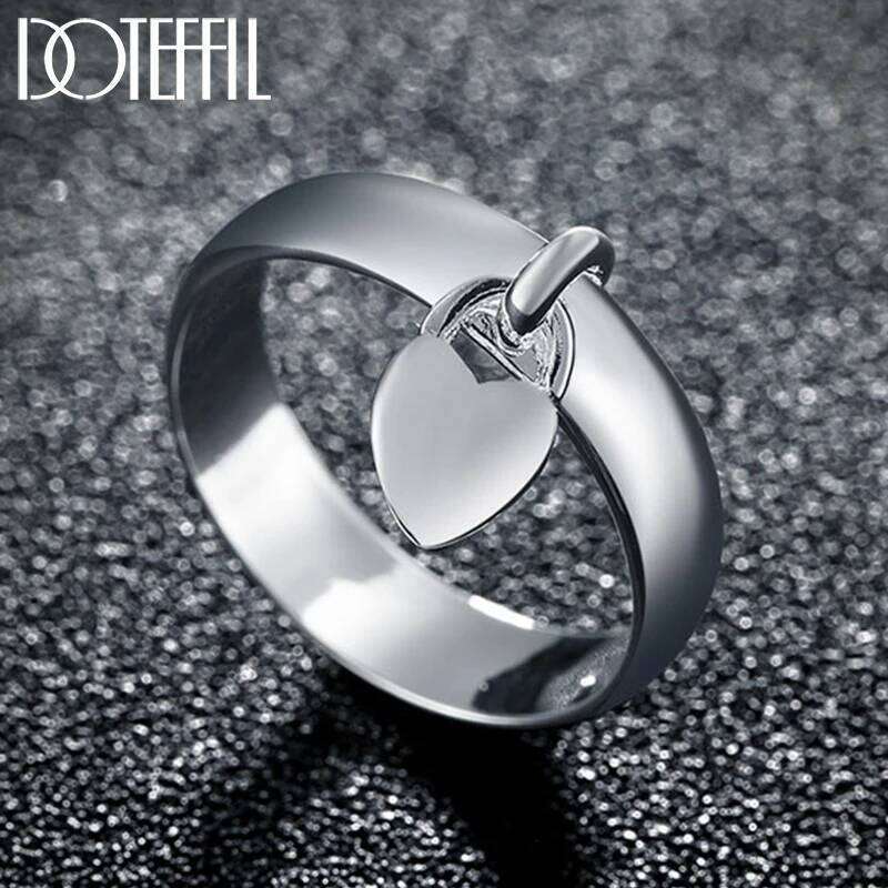 DOTEFFIL Heart Lock Ring 925 Sterling Silver For Woman Man Fashion Wedding Engagement Party Gift Charm Jewelry 09129