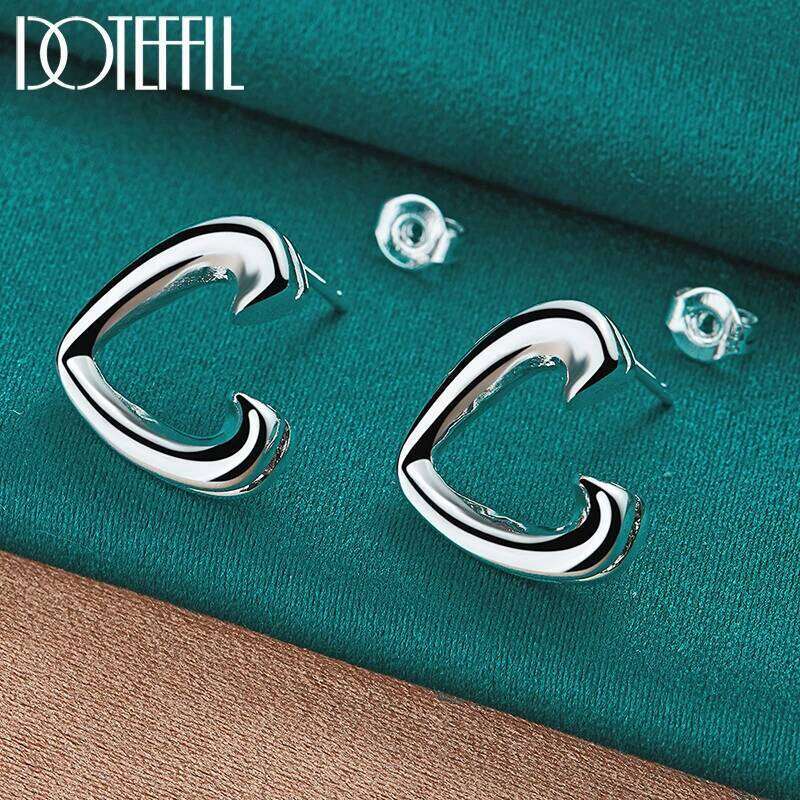 DOTEFFIL Love Heart Stud Earring 925 Sterling Silver Wedding Engagement Woman Fashion Party Charm Jewelry c8eb0