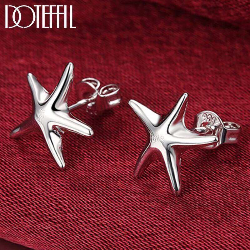 DOTEFFIL 925 Sterling Silver Starfish Stud Earrings For Woman Wedding Engagement Fashion Party Charm Jewelry de5f4