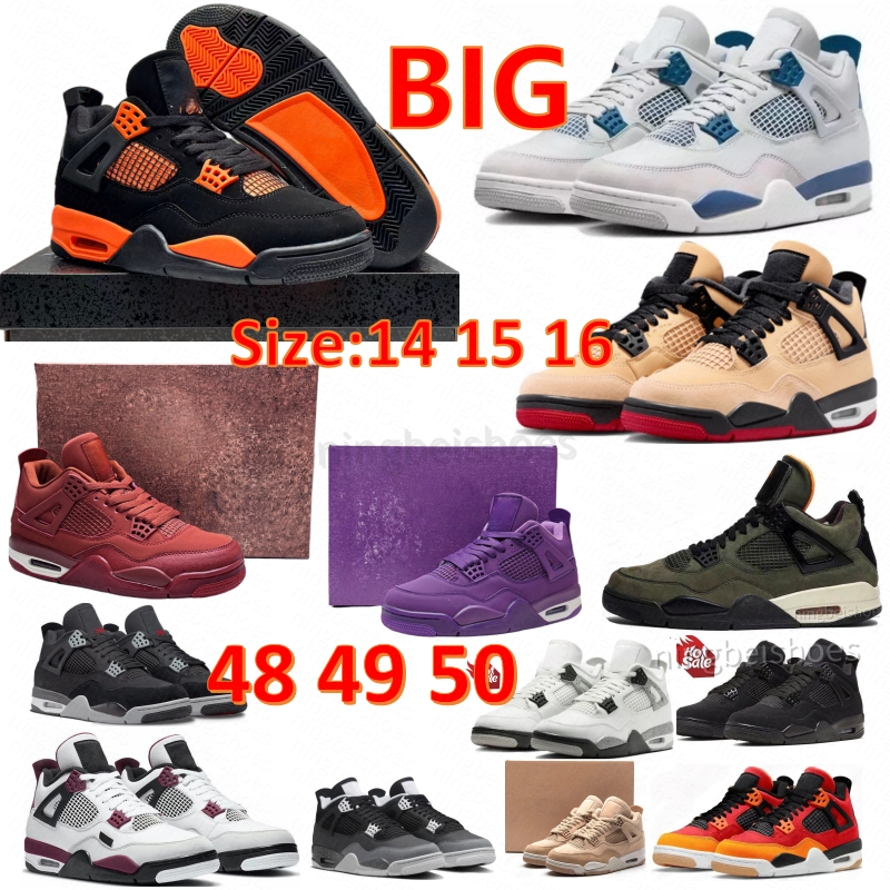 Chaussures de grande taille US 14 15 16 4s chaussures de basket-ball 4 4s porté bleu Forget Me Not hommes femmes baskets d'extérieur noir blanc v