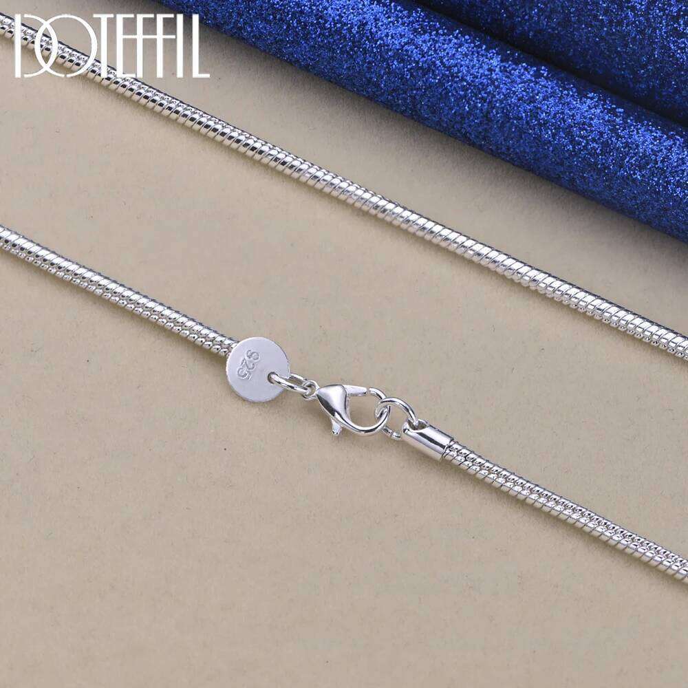 DOTEFFIL 925 Sterling Silver 16/18/20/24/22/24/26/30 Inch 3mm Snake Chain Necklace For Woman Man Wedding Engagement Jewelry 05487