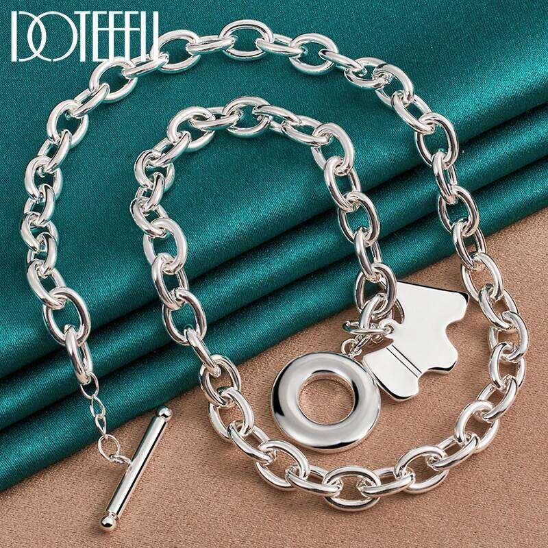 DOTEFFIL 925 Sterling Silver Dog Pendant Necklace 18 Inches Chain Wedding Engagement Party Jewelry a2e1a