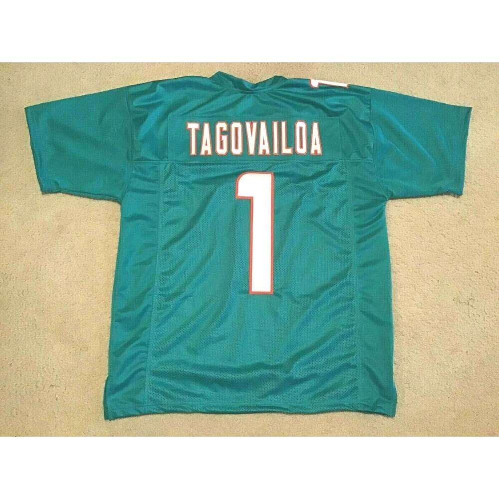 CUSTOM Sewn Stitched Tua Tagovailoa Teal Football Jersey Add any name number size XS-5XL 6XL