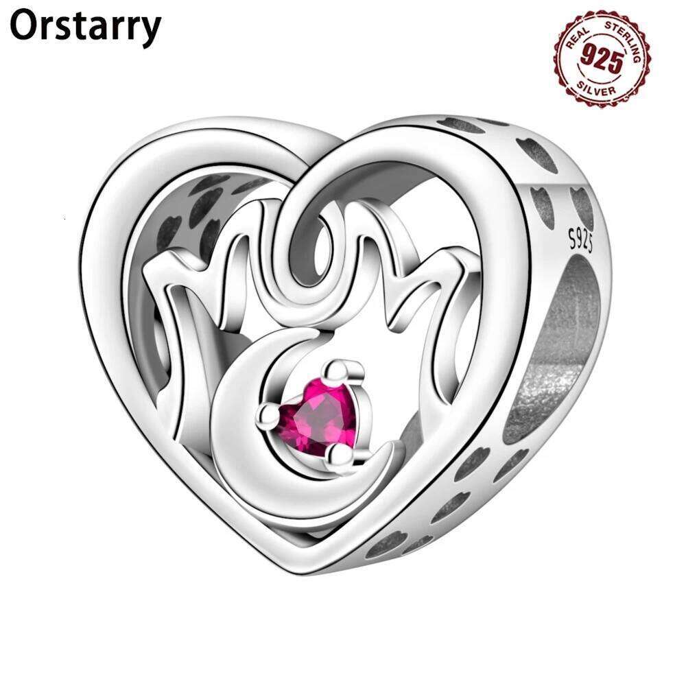 925 Sterling Silver Love Heart shaped Mother's Day Original Pendants Bracelet Charms Fit Jewelry Party Beads DIY Gift Accessory a1b17