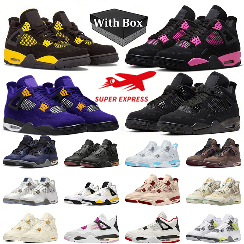 Avec boîte Designer chaussures 4 chaussures de basket-ball pour hommes femmes 4s 2025 Black Cat Pink Thunder Snow Blue Chill j4 baskets chaussure