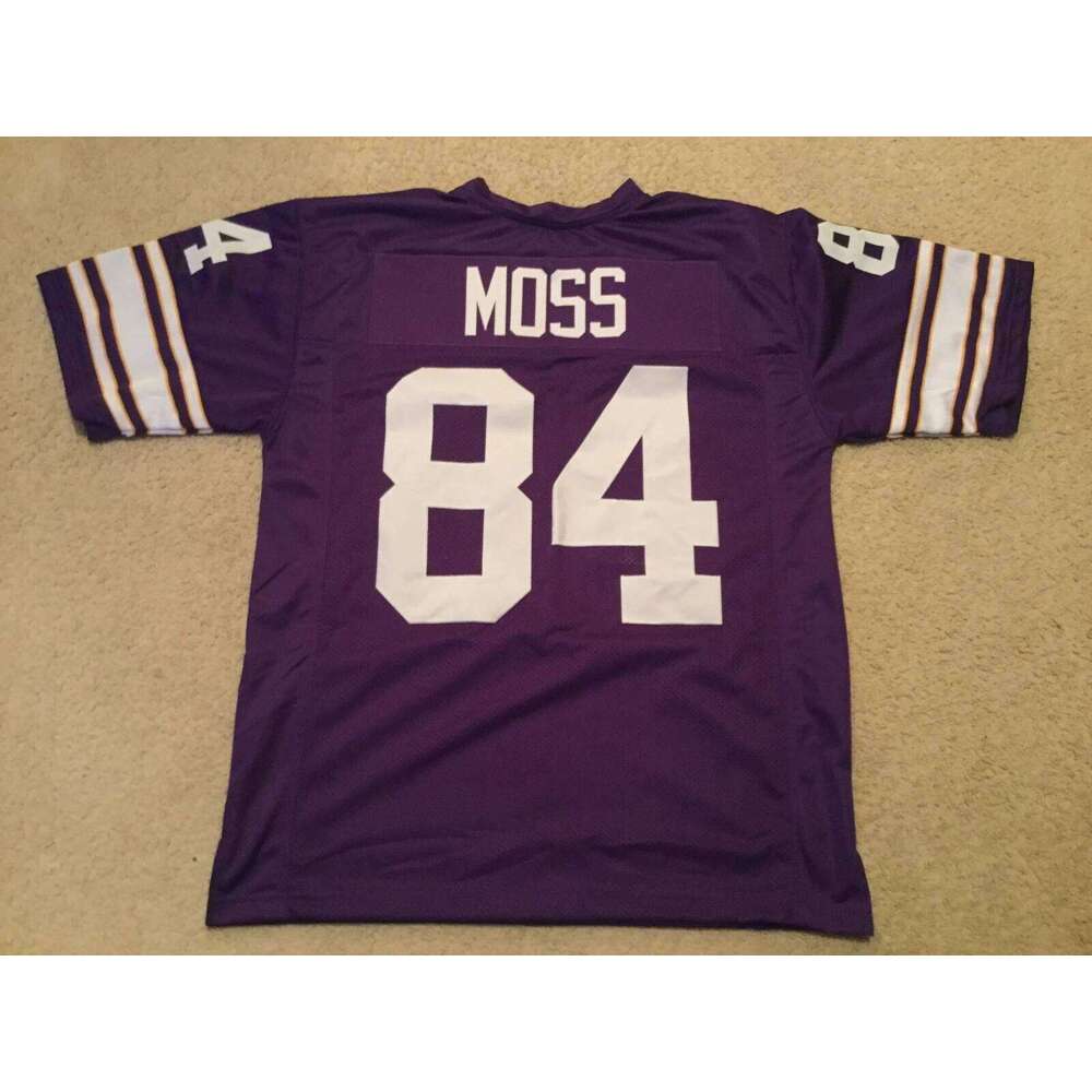 CUSTOM Sewn Stitched Randy Moss Purple or White Football Jersey Add any name number size XS-5XL 6XL