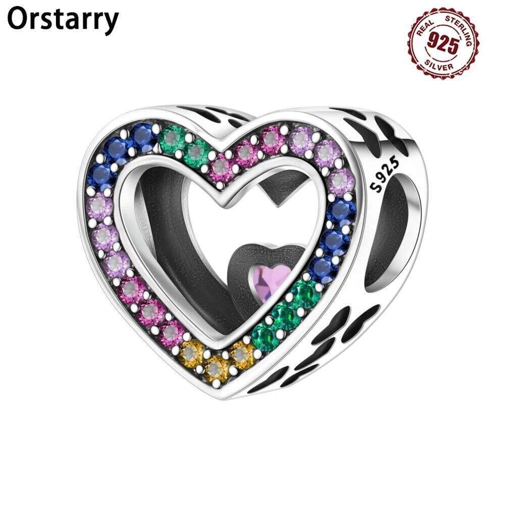 ORSTARRY 925 Sterling Silver Colorful FOREVER Love Beads Original Pendants Bracelet Charms Fit Jewelry Party DIY Gifts Accessory 4e813