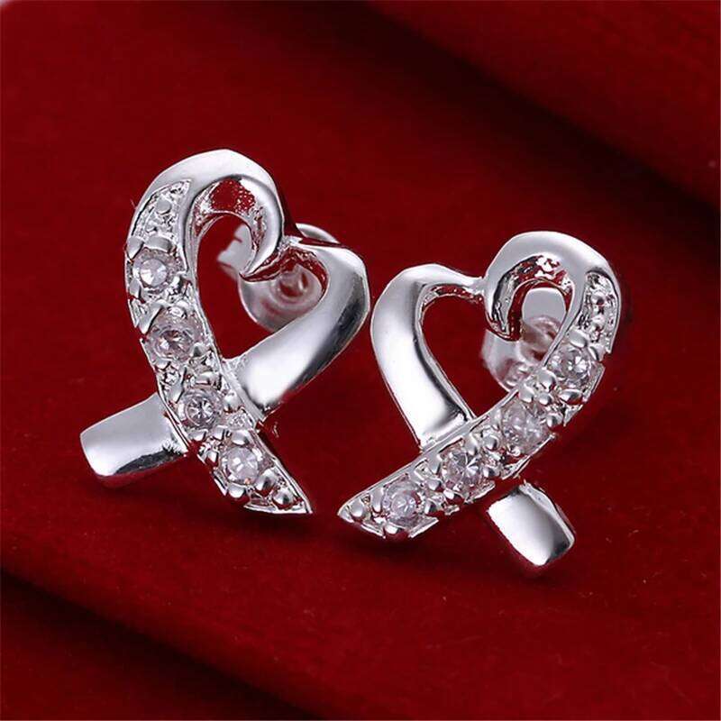 DOTEFFIL 925 Sterling Silver Heart AAA Zircon Stud Earrings Woman Wedding Engagement Fashion Party Charm Jewelry a2855