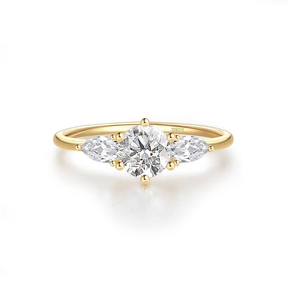 Joolim Jewelry Wholesale 18K Gold Plated Water Drop Design Open Ring Double Zircon Stainless Steel for Womens Engagement Gift
