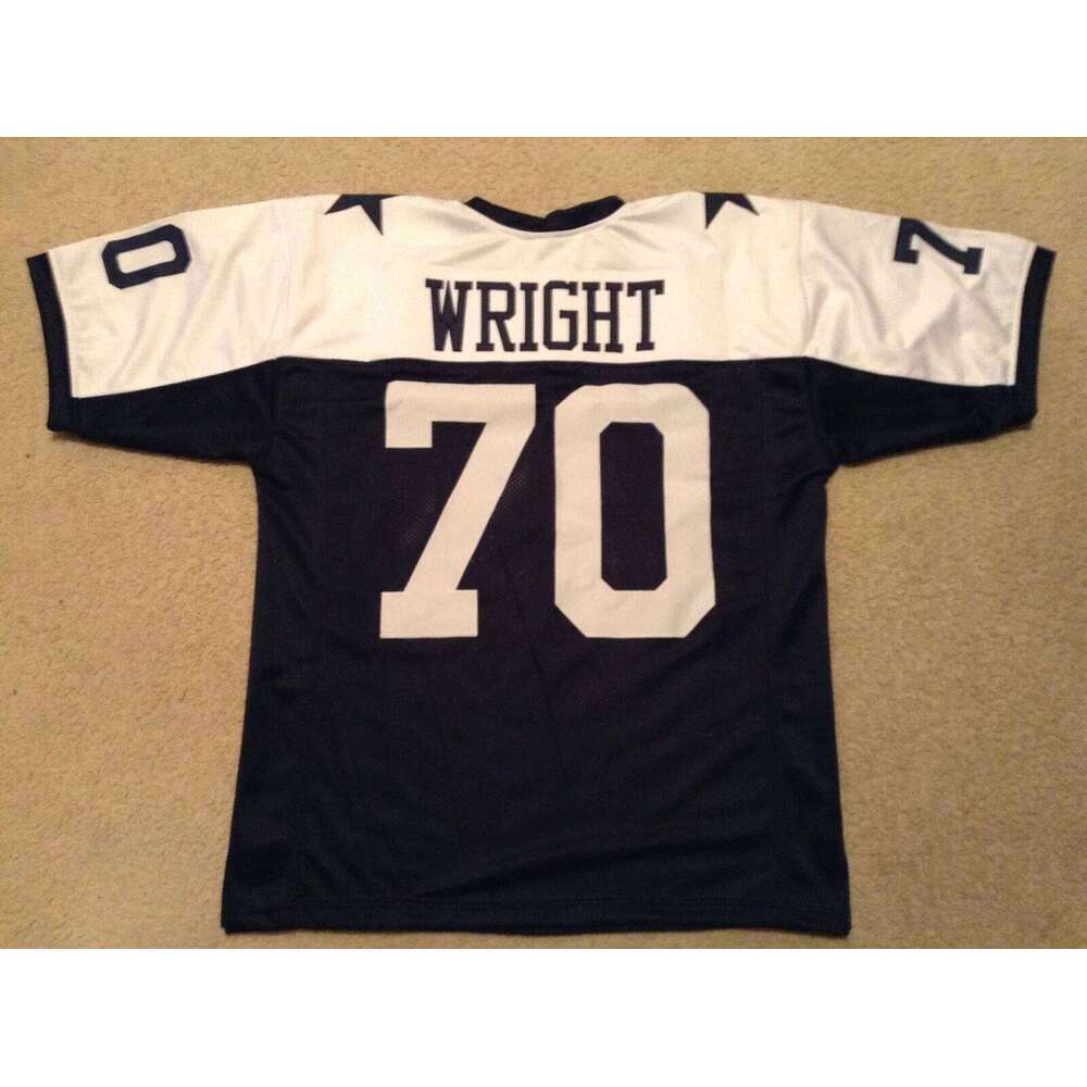 CUSTOM Sewn Stitched Rayfield Wright Thanksgving Navy Football Jersey Add any name number size XS-5XL 6XL