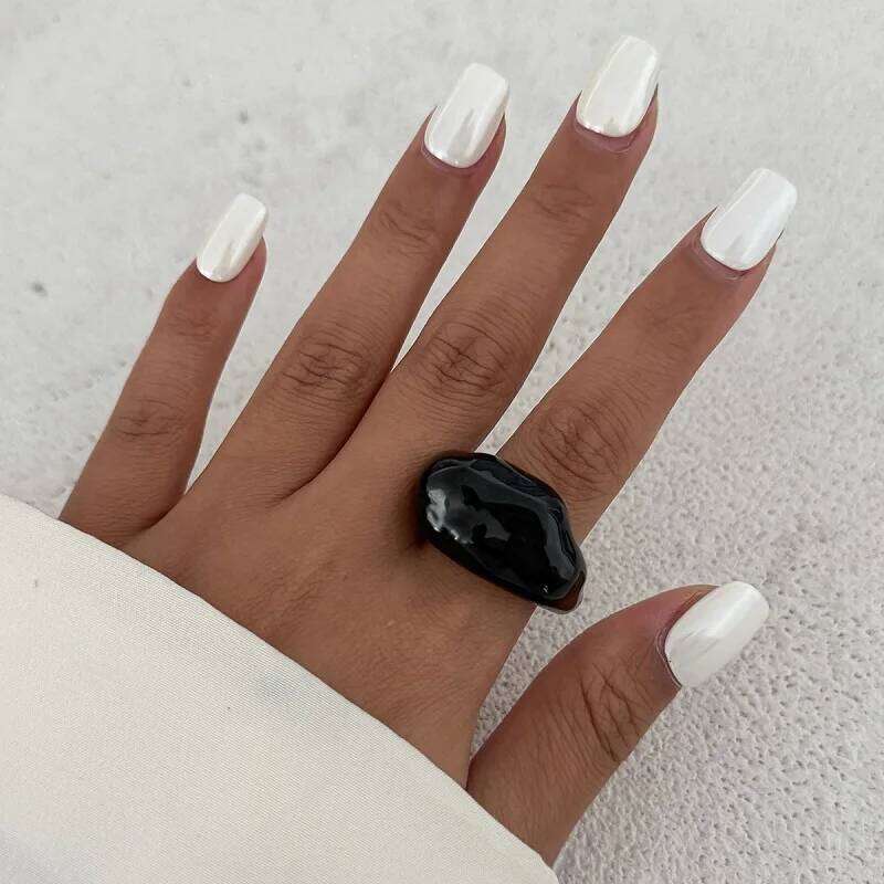 Vintage Resin Irregular Wide for Women 2026 New Trend Acrylic Geometric Knuckle Finger Rings Aesthetic Jewelry Gift 17d9d