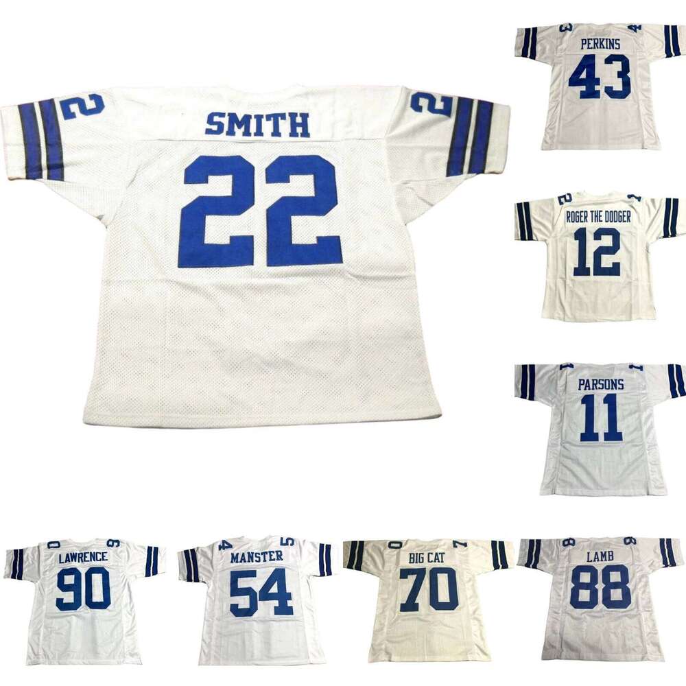 Custom Adult/Youth SMITH PERKINS ROGER THE DODGER PARSONS LAWRENCE MANSTER BIG CAT LAMB 2025 White All Stitched Football Jersey Add any name number