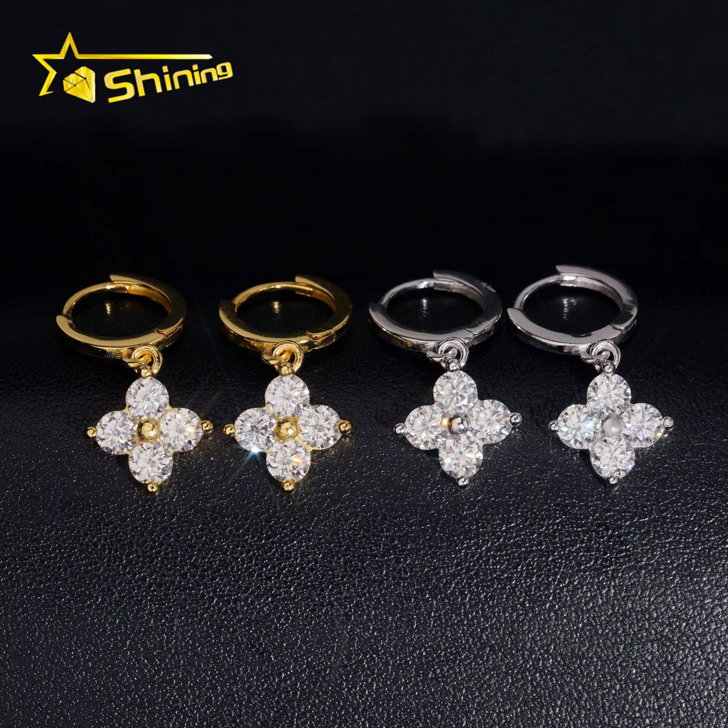 Fine Jewelry Luxury Earrings 925 Sterling Silver Flower Style Moissanite Drop Earrings Custom D VVS Moissanite Stud Earrings