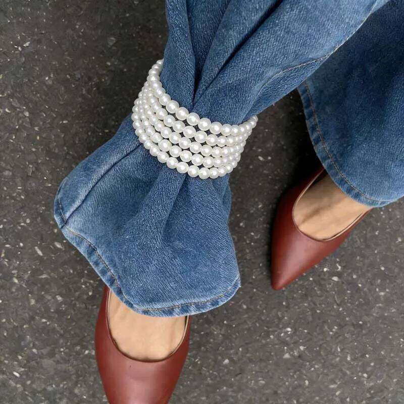 2026 New Trendy Imitation Pearl Multilayer Anklets for Women Girls Elegant Handmade Beaded Foot Pants Chain Jewelry 48282