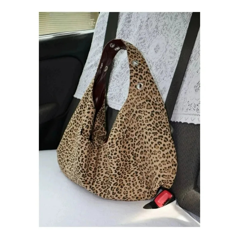 Double-Sided Soulder obo Y2k Big Bag Vintage Leopard Print Pu Tote Commuter Bags Womens Punk Gotic Large andbag 260107 M260805