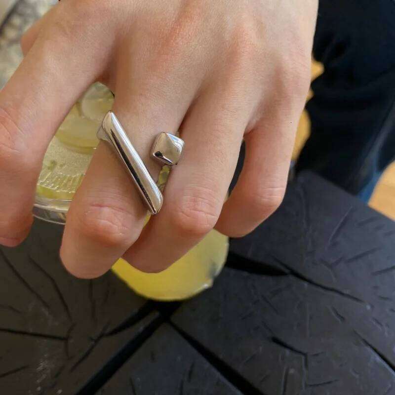 Fashion Silver Color Geometric Open for Women Men 2025 New Punk Irregular Adjustable Couple Thick Rings Party Jewelry Gift 268ce