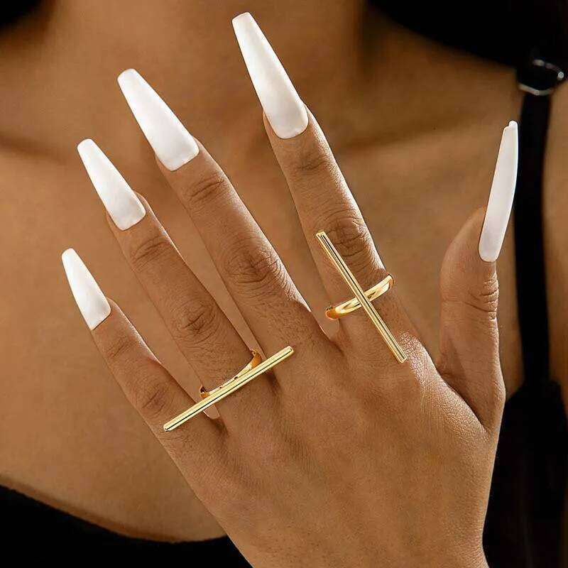 Simple Metal Geometric Line Open for Women Punk Hip Hop Gold Color Irregular Adjustable Finger Rings Party Jewelry Gifts 6776d