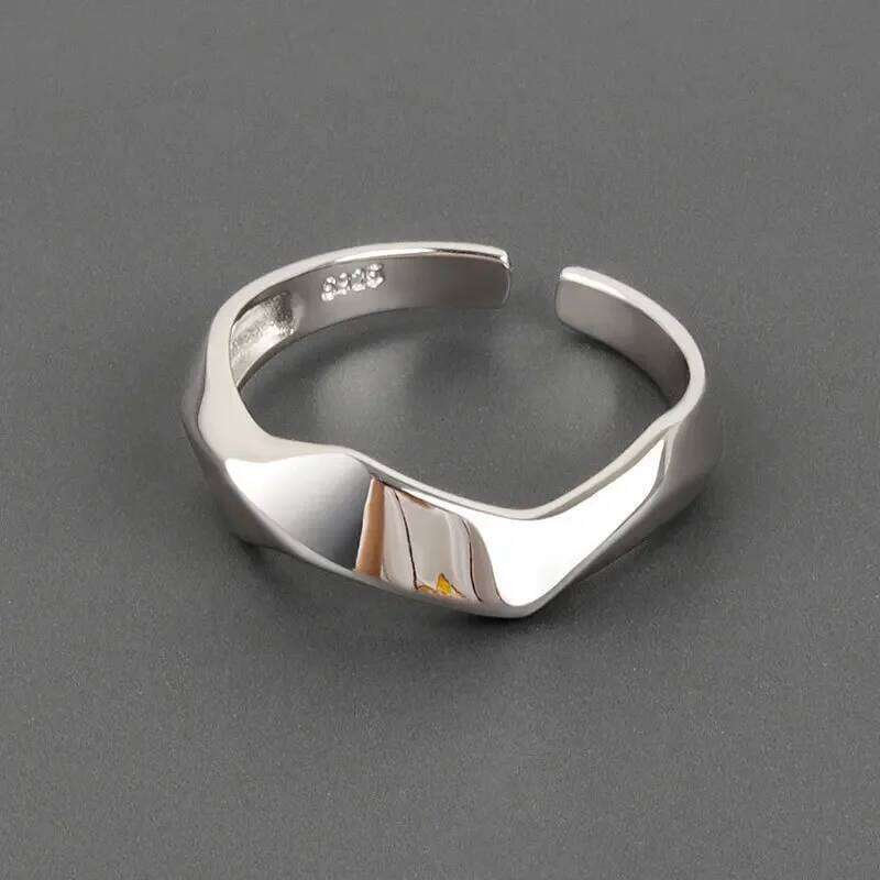 New Fashion Silver Color Geometric Open for Women Simple Irregular Smooth Adjustable Finger Rings Party Jewelry Gifts 645ed