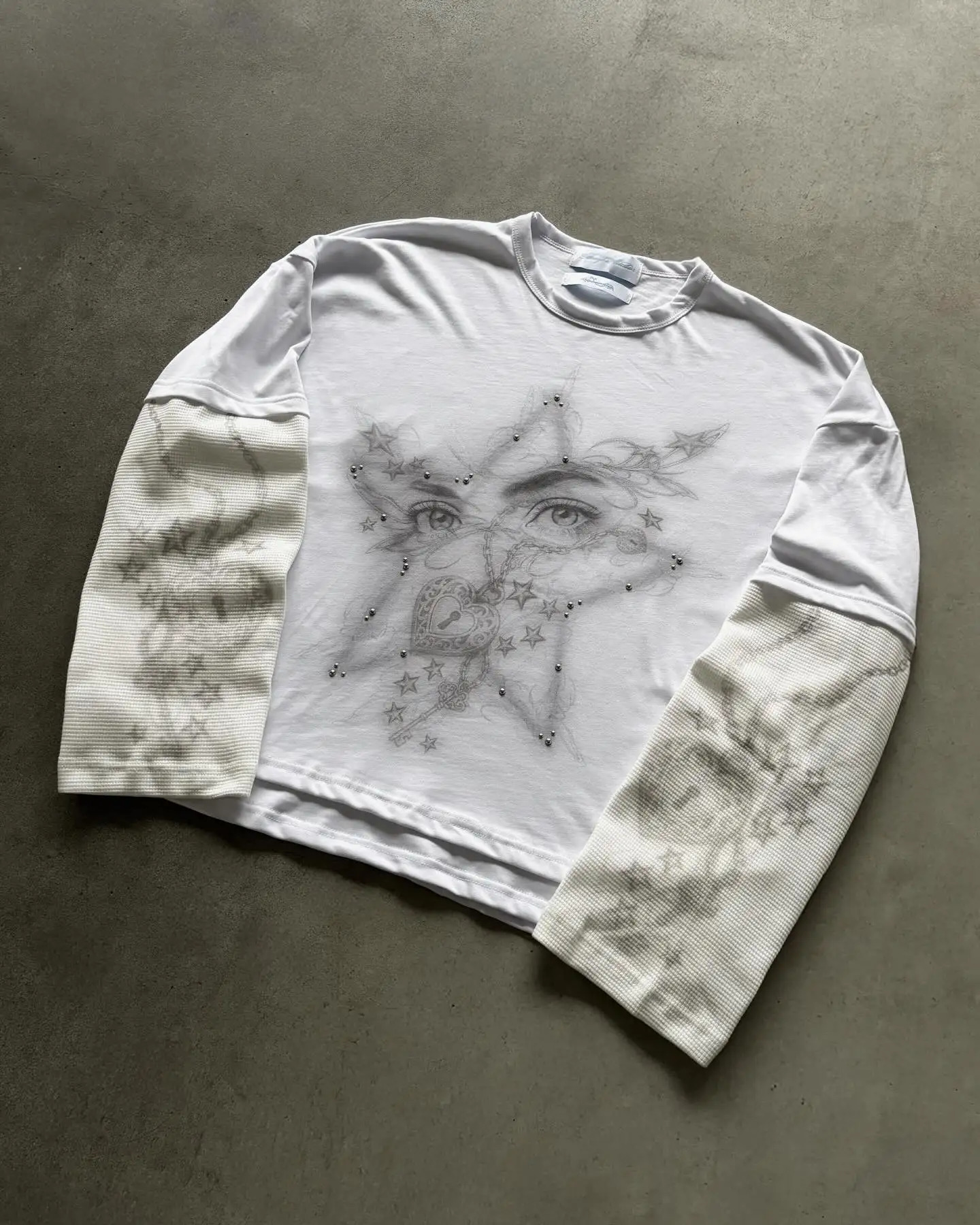 Y2k Graphic T Shirts Oversized Printed Double Layered Long Sleeved Men Clothing Pullover Sweatshirt Tops Harajuku Streetwear 260107