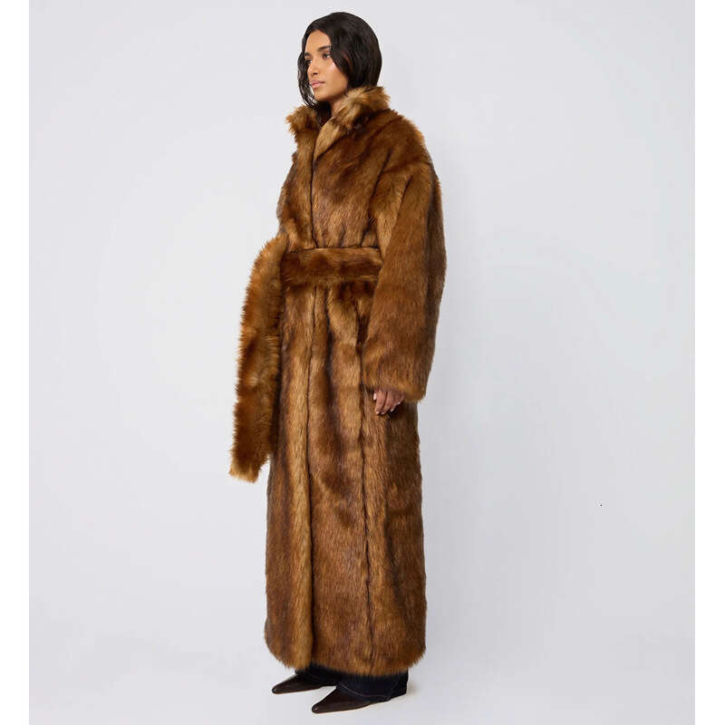 Winter Faux Fox Young Style Wolf Color Fur Coat Long Over-The-Knee Warm Overcoat Xing Zhiguang New Women 's