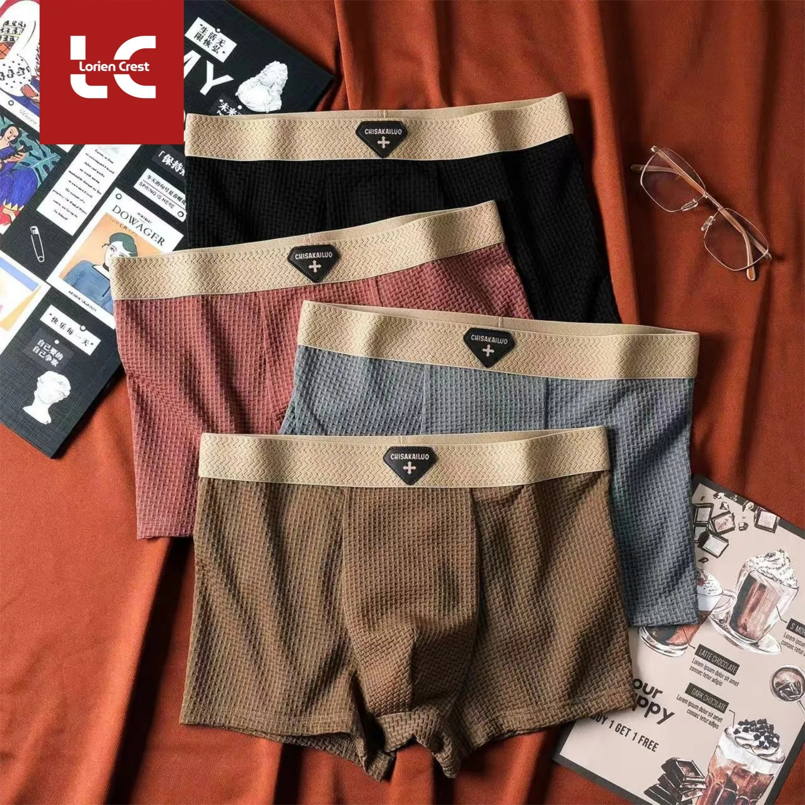 Men's Underwear briefs 3Pcs Mens Ice Silk Thin Jacquard Boxers Sexy Breathable And Comfortable Large Size Underpants