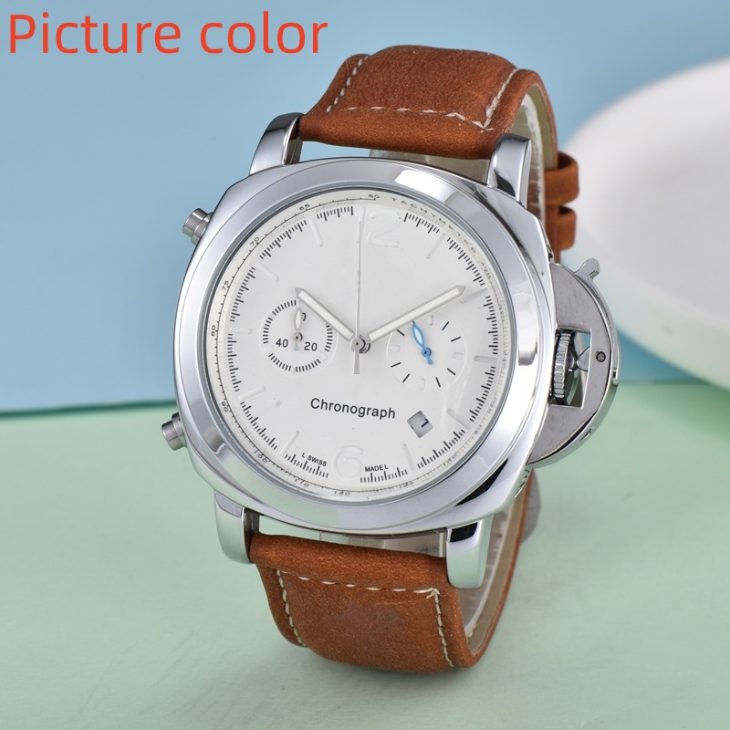 Paner Montres-bracelets pour hommes 2023 Montres pour hommes Cinq aiguilles Tous les cadrans de travail Montre à quartz de haute qualité Top Marq