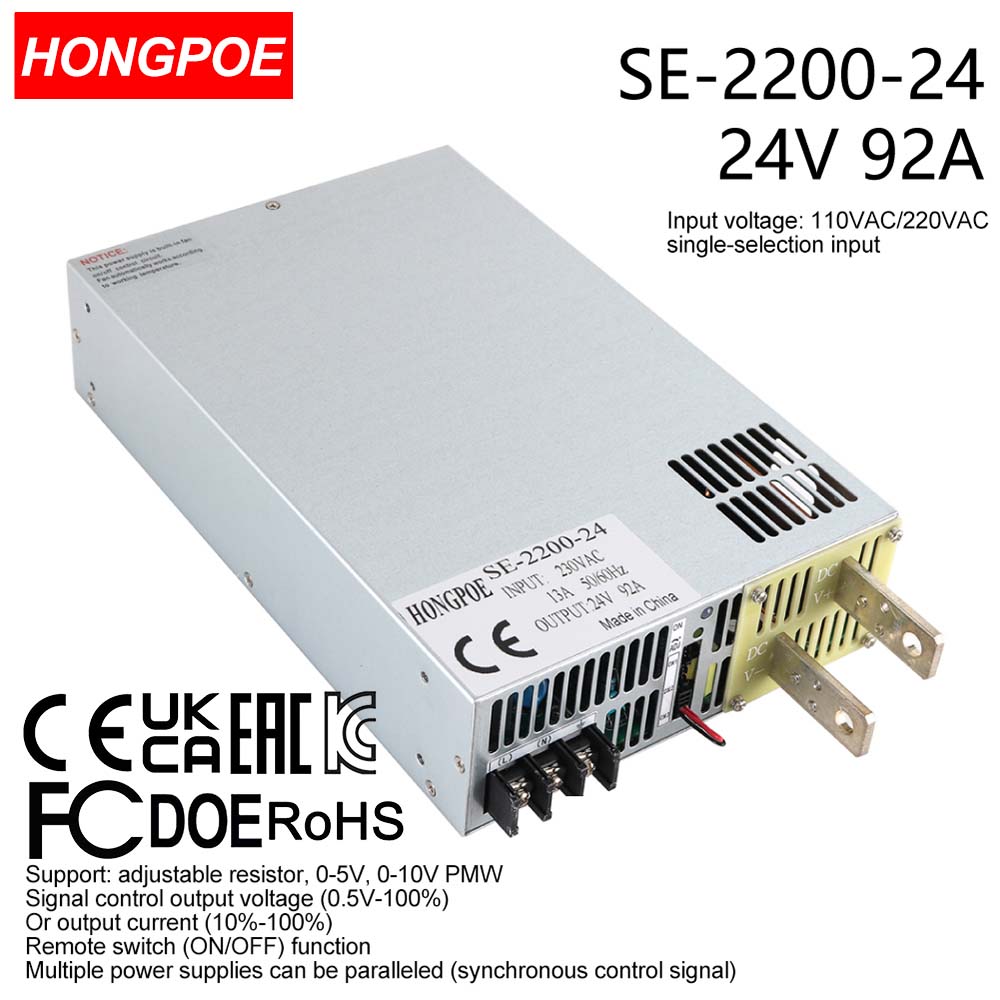 0-24V 91.5A 2200W Adjustable AC-DC 0-5V 0-10V PLC/PMV signal control transformer, suitable for motor/battery/solar/industrial control. CE certifi-image-1109295541