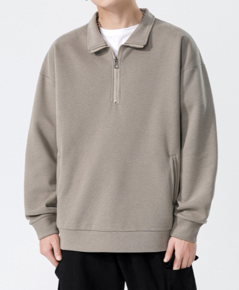 a477 Turtleneck Sweatshirt for Men Autumn and Winter Thickened Loose Trendy Solid