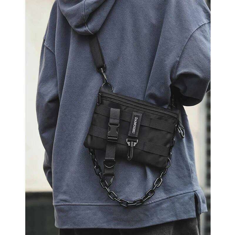Shopper Nylon Shoulder Gothic Black Crossbody Messenger Tote Bags For Men Women's Hip Hop Techwear Satchel Waist Goth Handbags XJ260109