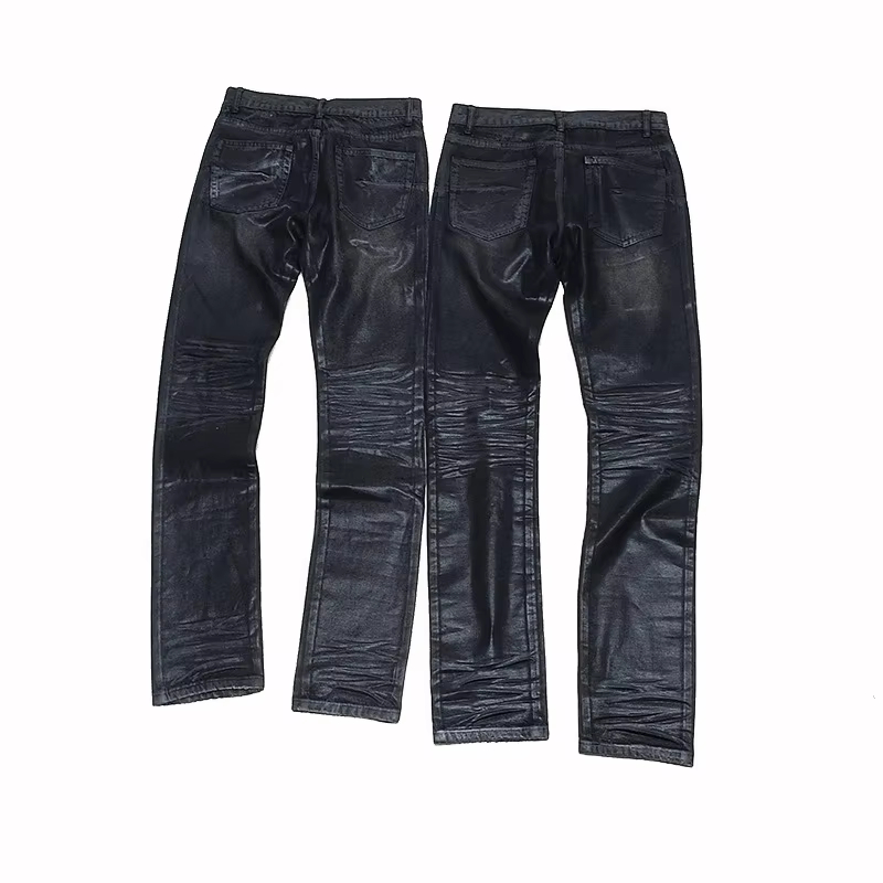 Jeans wax Mens Oil Classic Denim Men Clothing Coated Straight Casual Trousers High Street Designer Pants M260724