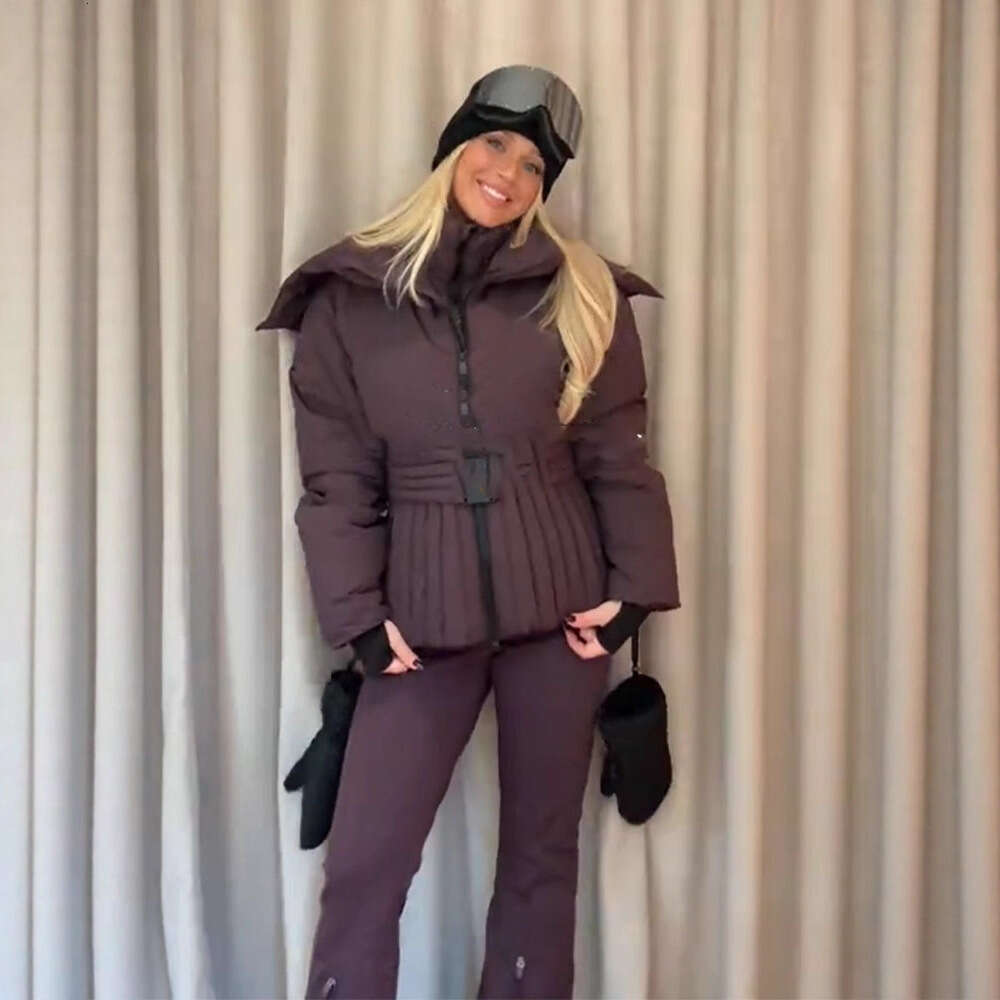Ski Parkas manteau veste femmes fermeture éclair ceintures épaissir 2026 hiver Ski coton revers neige femme vêtements de ski en plein air vêtemen