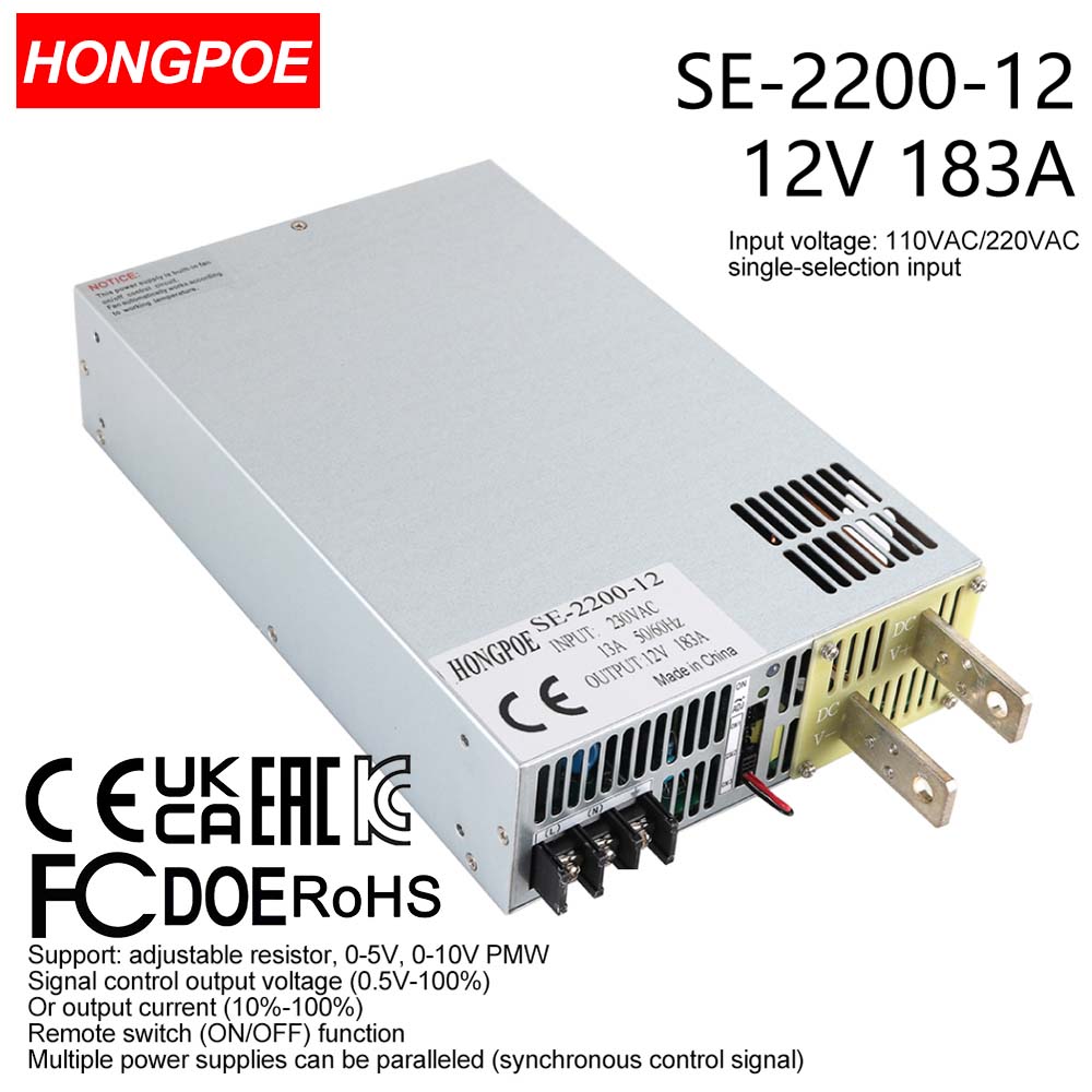 0-12V 183A 2200W Adjustable AC-DC 0-5V 0-10V PLC/PMV signal control transformer, suitable for motor/battery/solar/industrial control. CE certifie-image-1109295556
