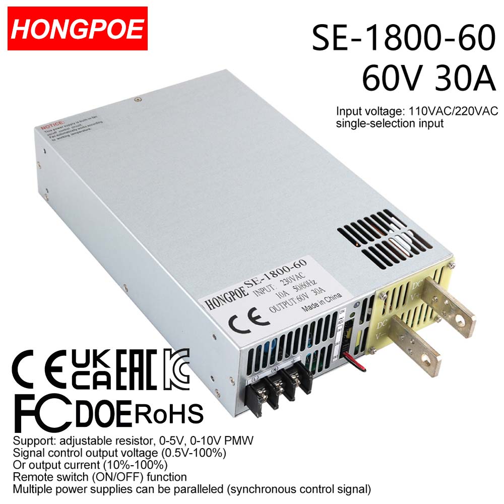 0-60V 30A 1800W Adjustable AC-DC 0-5V 0-10V PLC/PMV signal control transformer, suitable for motor/battery/solar/industrial control. CE certified-image-1109295637