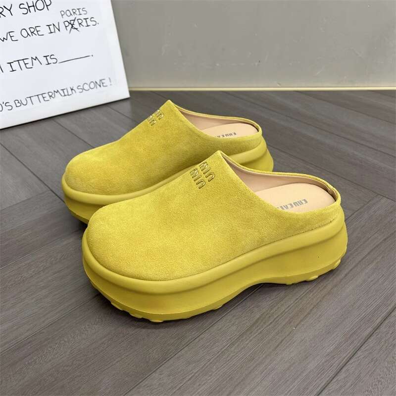 Baotou Half Slippers Platform for Women Outdoor 2025 Spring Summer Korean Style Versatile Thick Sole Height Increasing Casual Lazy Slip-On Shoes 548
