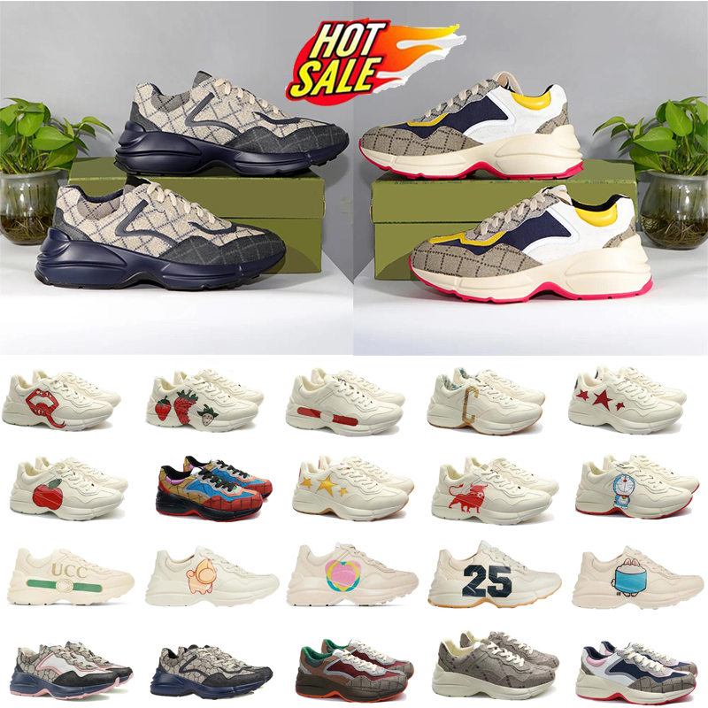 Designer Casual Shoes Sneakers Rhyton Paris Vintage Chaussures Trainers Platform Multicolor Mouth Leat 36-45