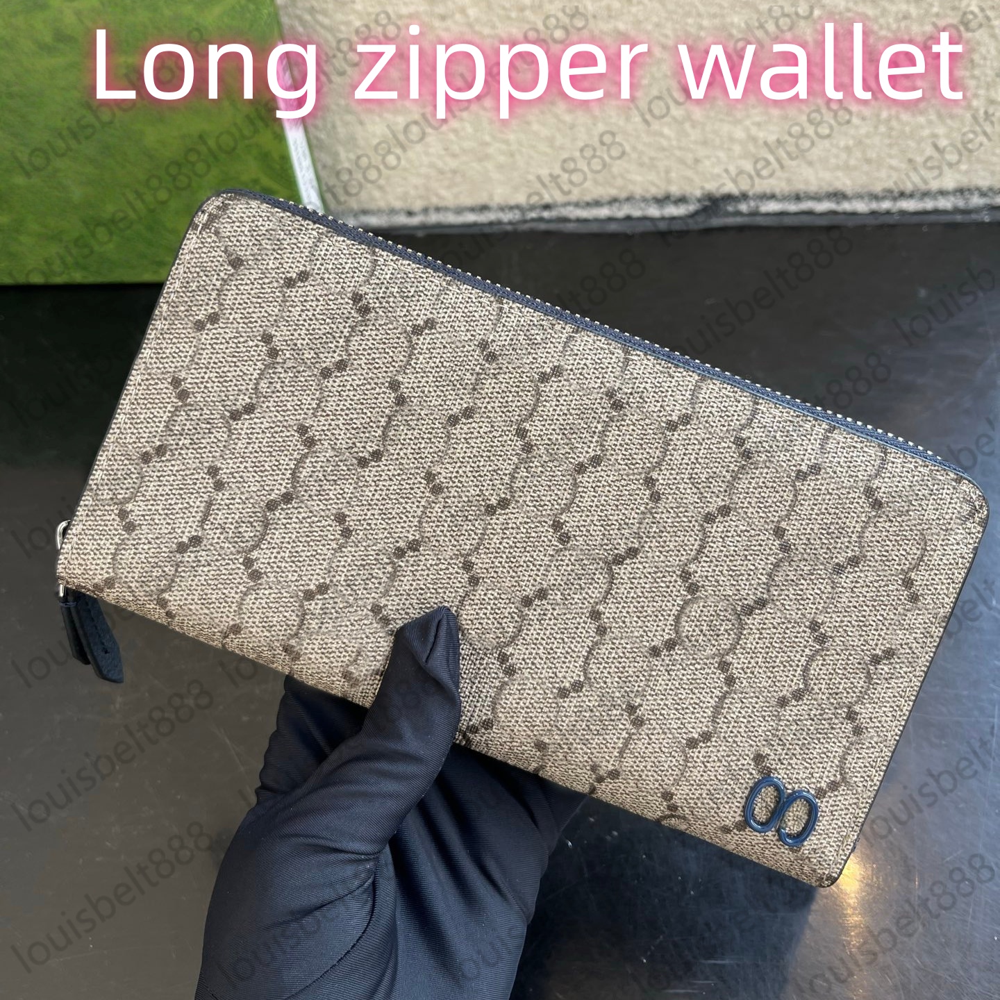 Top luxury Designer navy blue wallet man women leather Monogram zipper long card holders coin purses womans clutch wallets for men Brown flower wall