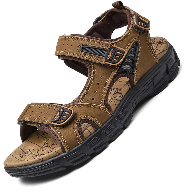 Classic Mens Sandals Summer Genuine Leather Sandals Men Outdoor Casual Lightweight Sandal Fashion Men Sneakers Size 38-46 260107