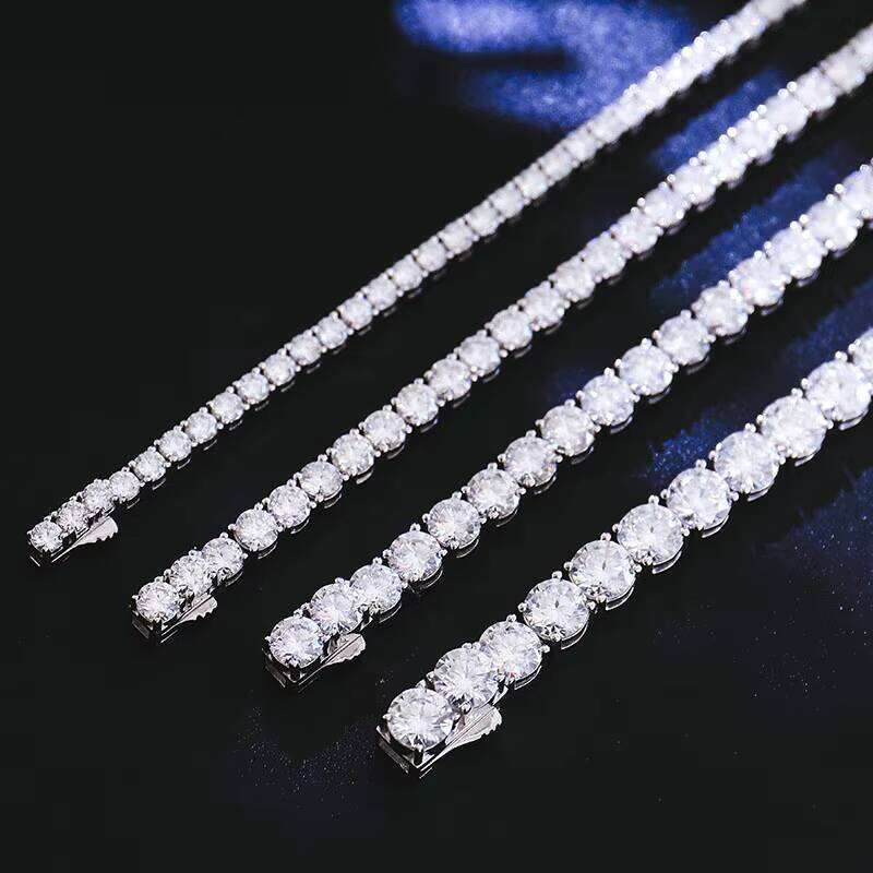 Hip-Hop Genuine 2mm 3mm 4mm 5mm 6mm Vvs Silicon Stone VVS Moissanite Iced Chain 925 Sterling Silver Tennis Necklace