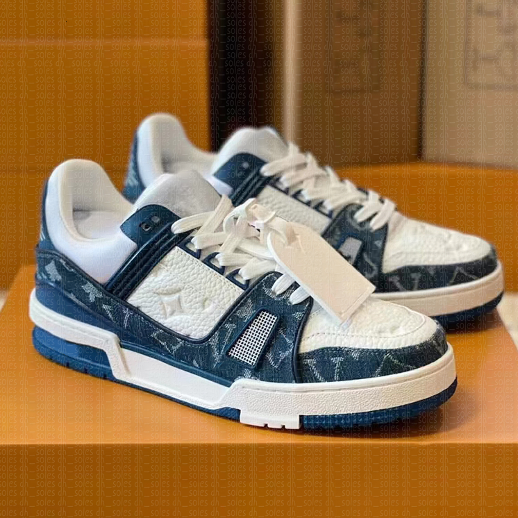 Luxury designer Shoes For Mens Trainers womens Sneakers Blue Denim black white Snake Skin women casual Skate Sneaker men platform France Logo Emboss