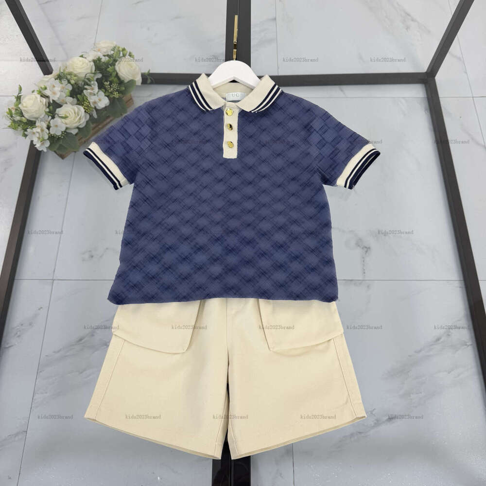 New baby T-shirt set child tracksuits kids designer clothes Summer Golden buttons POLO shirt and shorts A162X05N047