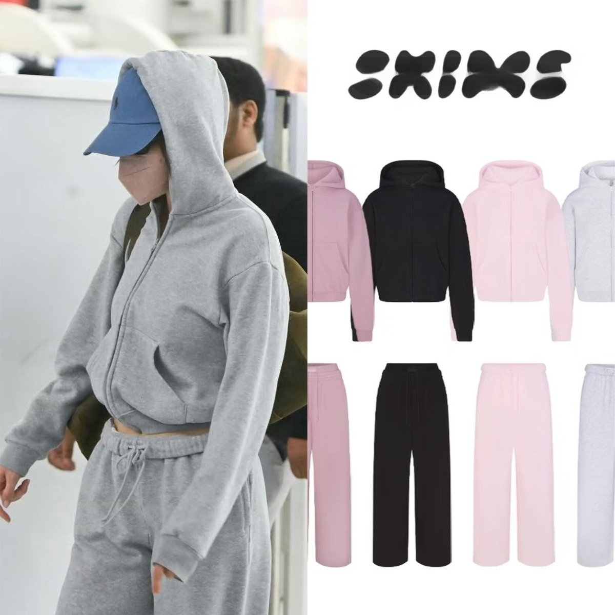 2026 New KIM Skimss Designer lounge set Sweater Pants Cotton Women's Set Outfit Full Zip Up Hoodie Pink Jacket Zip + Pants Sweatpants Clothes O