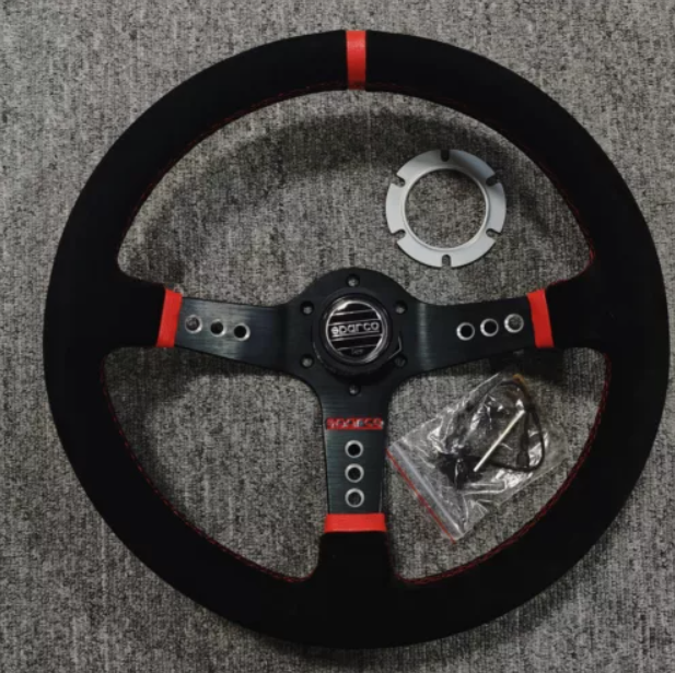 14Inch SPARCO Steering Racing Car Suede Leather Deep dish Steering Wheel