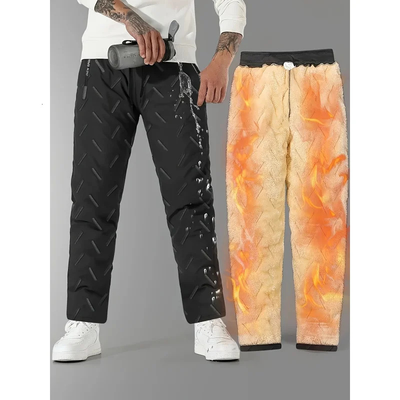Mens Casual Polyester Belt Zipper Solid Color Regular Style Midwaist Winter Trousers Lining and Man 260109 7e